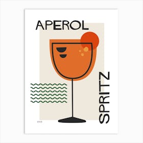 Aperol Spritz Retro Cocktail  Neutral Art Print