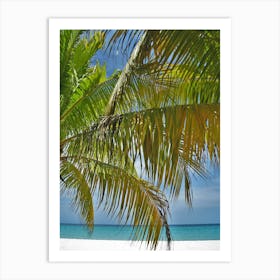 Beach Scene With Palm Trees Art Print