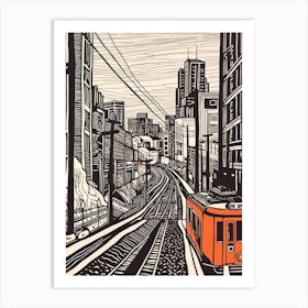 Berlin Linocut Illustration Style 2 Art Print