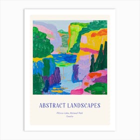 Colourful Abstract Plitvice Lakes National Park Croatia 4 Poster Blue Art Print