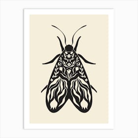 Folk Art Moth 02 - Ink Art Print