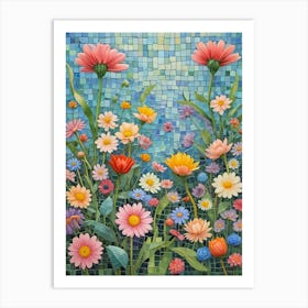 Colourful Mosaic Flower Garden Art Print