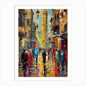 People Walking In The Rain Art Print