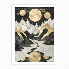 Moonlight In The Mountains 7 Art Print