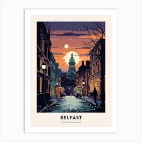Winter Night  Travel Poster Belfast Northern Ireland 2 Art Print