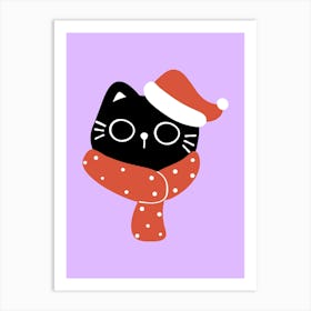 Santa Cat cute christmas illustration 6 Art Print