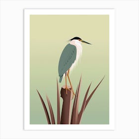 Minimalist Green Heron 3 Illustration Art Print