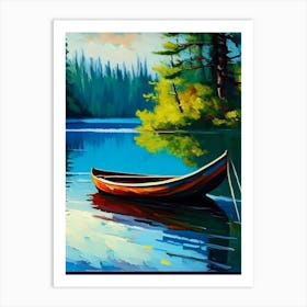 Canoe On Lake Water Waterscape Impressionism 1 Art Print