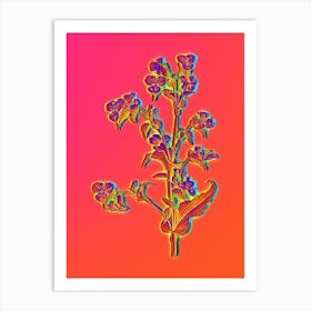 Neon Commelina Tuberosa Botanical in Hot Pink and Electric Blue n.0039 Art Print