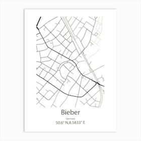 Bieber,Germany Minimalist Map Art Print