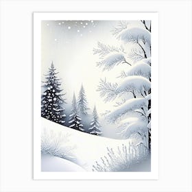 Winter Scenery, Snowflakes, Marker Art 1 Art Print