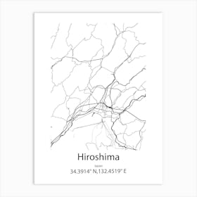 Hiroshima,Japan Minimalist Map Art Print