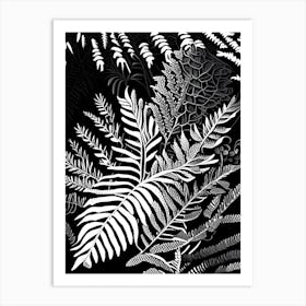 Japanese Holly Fern Linocut Art Print