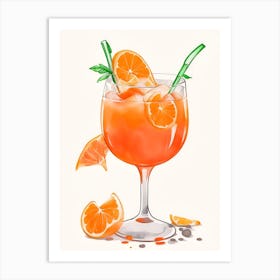 Aperol With Ice And Orange Watercolor Vertical Composition 38 Art Print