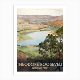 Theodore Roosevelt National Park Watercolour Vintage Travel Poster 1 Art Print