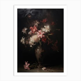 Moody Flower Vintage Painting Art Print