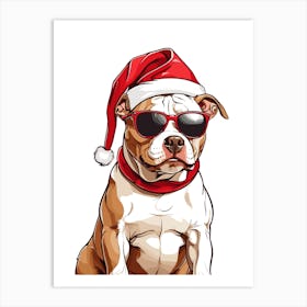 Christmas Pitbull Dog Art Print