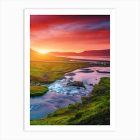 Sunset In Iceland Art Print