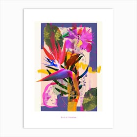 Bird Of Paradise 1 Neon Flower Collage Poster Art Print