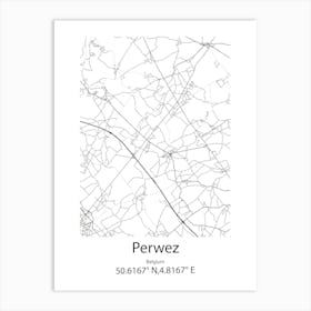 Perwez,Belgium Minimalist Map Art Print