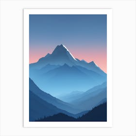 Misty Mountains Vertical Composition In Blue Tone 187 Art Print