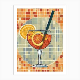 Cocktail On A Tile Background Art Print