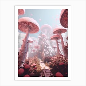 Pink Surreal Mushroom 1 Art Print