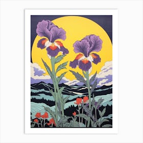 Ayame Japanese Iris 1 Vintage Botanical Woodblock Art Print