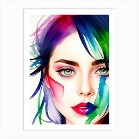 Girl With Colorful Hair 3 Art Print