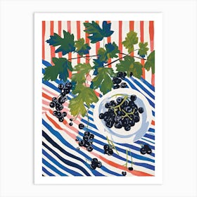 Blackcurrants Fruit Summer Illustration 2 Art Print