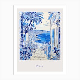 Nice France 3 Mediterranean Blue Drawing Poster Art Print