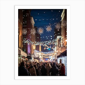 Banner At A Lively New Years Eve Party Drapes Elegantly Across A Bustling Street Strands Of Shiny (2) Art Print