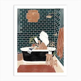 Woman in a bathtub Art Print