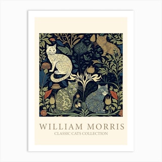 William Morris  Inspired Cats Collection Tree Of Life Art Print