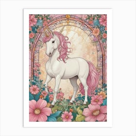 Unicorn In The Garden 1 Art Print