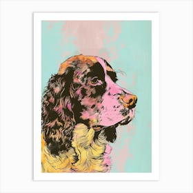 Pastel Clumber Spaniel Dog Pastel Line Illustration  3 Art Print