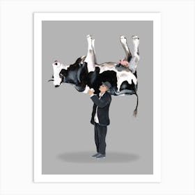 Carrying A Cow Art Print