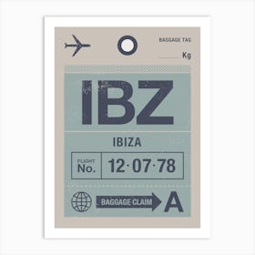 Ibiza Luggage Tag Art Print