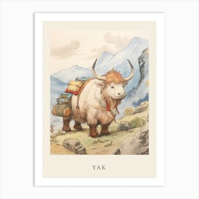 Beatrix Potter Inspired  Animal Watercolour Yak 3 Art Print