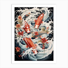 Koi Fish Japanese Style Illustration 2 Art Print