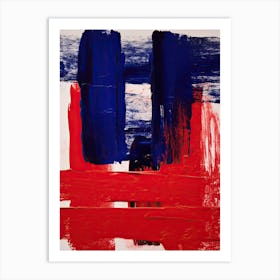Blue And Red Brush Strokes Abstract 1 Art Print