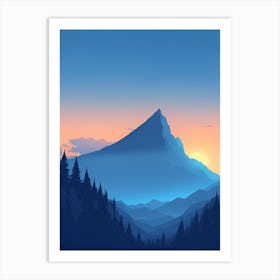 Misty Mountains Vertical Composition In Blue Tone 81 Art Print