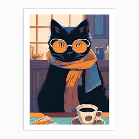 Cat With Glasses Art Print