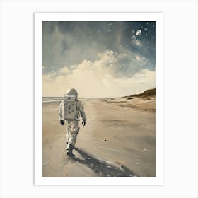 Astronaut Walking On The Beach Art Print