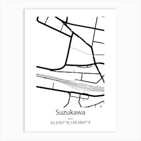 Suzukawa,Japan Minimalist Map Art Print