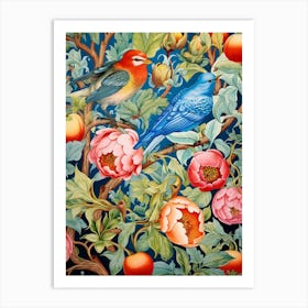 Birds And Peaches Art Print