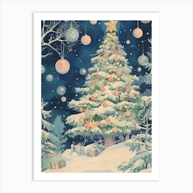 Christmas Tree In The Snow 1 Art Print