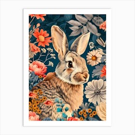 Rabbit In Flowers Inspired by William Morris 3 Art Print