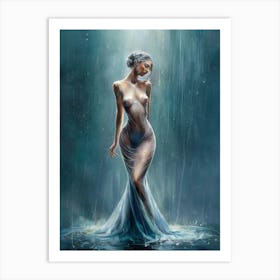 Woman In The Rain Art Print