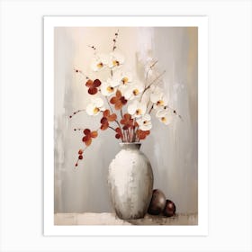 Orchid, Autumn Fall Flowers Sitting In A White Vase, Farmhouse Style 3 Art Print